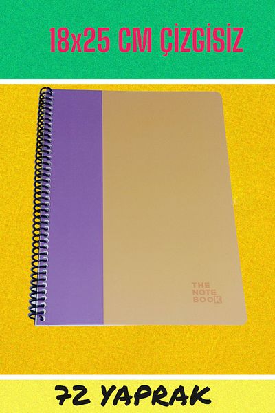 KESKİN COLOR 18x25 Cm Unlined 72 Sheets Wire Cardboard Cover Notebook 60 Gr White Page
