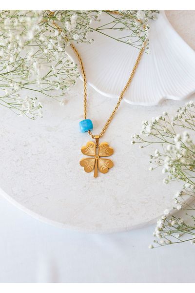 CHARMLUCKY Clover Steel Necklace