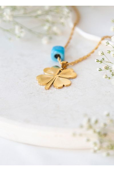 CHARMLUCKY Clover Steel Necklace