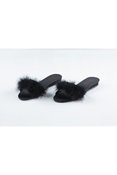 GIONA Women's Black Furry Slippers