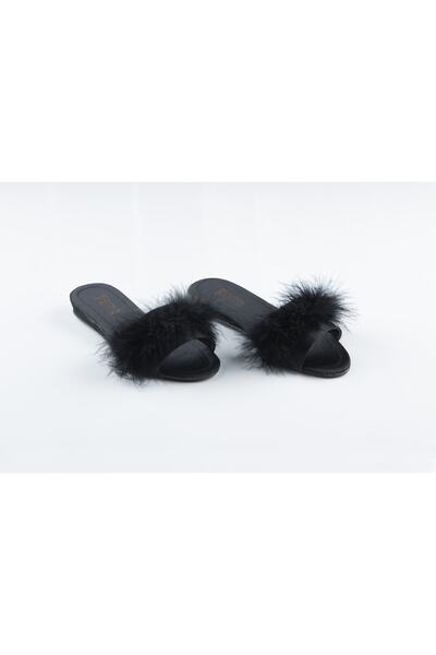 GIONA Women's Black Furry Slippers