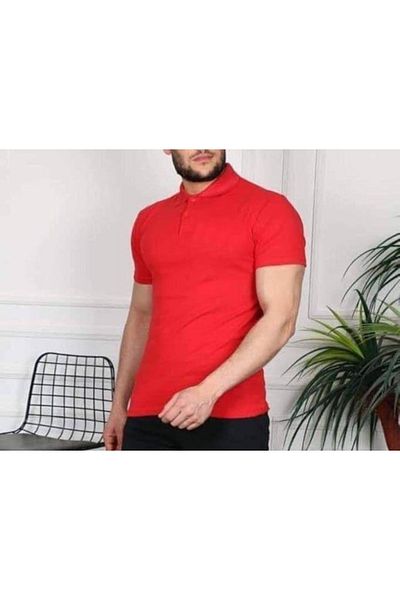 FATELLA Men's Slim Fit Polo Collar Basic Narrow Model Short Sleeve T-shirt