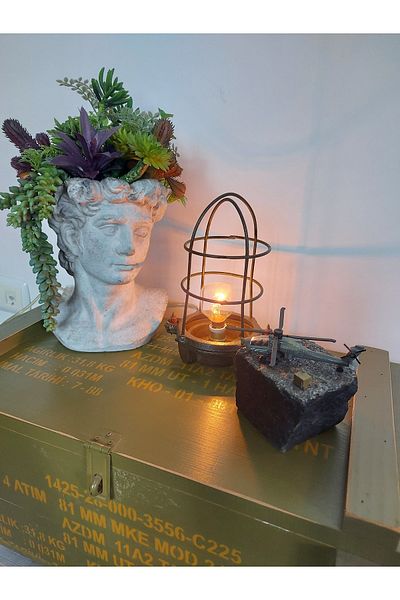 kho military design Metal Caged Table Lamp Model
