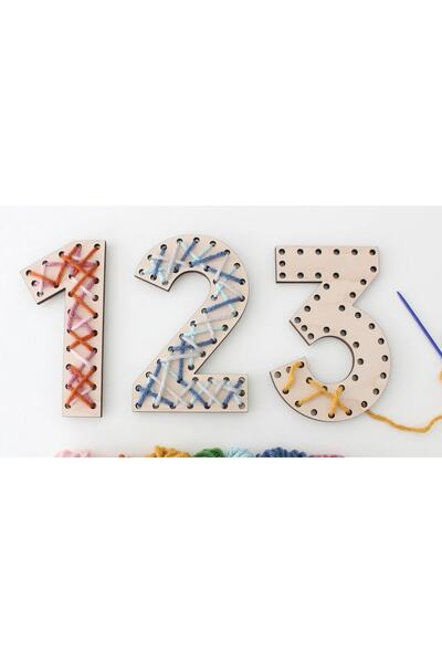 MartinaCole Montessori Bağcık Oyuncağı, 1-2-3 Sayıları Lazer Kesimli 3 Parça