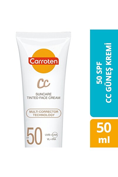 Carroten Cc Spf50 Yüksek Koruyucu Renkli Yüz Güneş Kremi 50ml