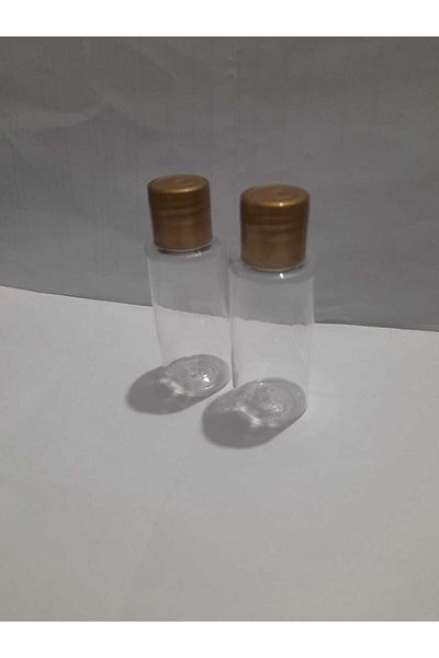 KAYAPETLASTİK 50 Pieces Mini Empty Plastic Mini Bottle .Gold Cap.Shampoo Shower Gel Conditioner Hairdresser Material