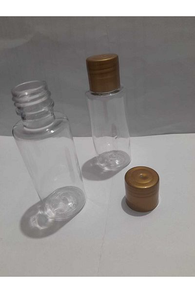KAYAPETLASTİK 50 Pieces Mini Empty Plastic Mini Bottle .Gold Cap.Shampoo Shower Gel Conditioner Hairdresser Material
