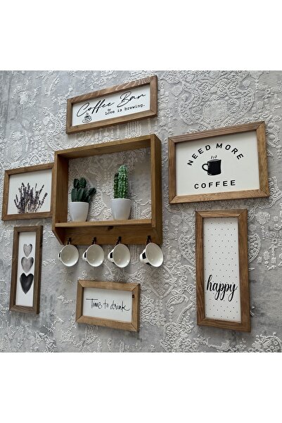 woodhomeworks Gerçek Ahşap Mutfak Dekor Tablo 7 Parça