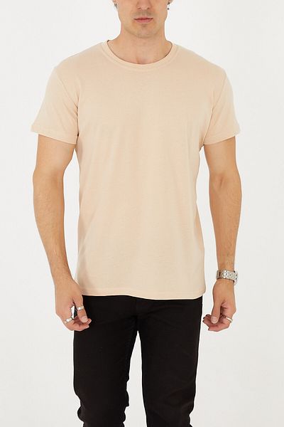 DOAYS Ανδρικό μπλουζάκι μπεζ Crew Neck Basic Cotton Dawrazz-401