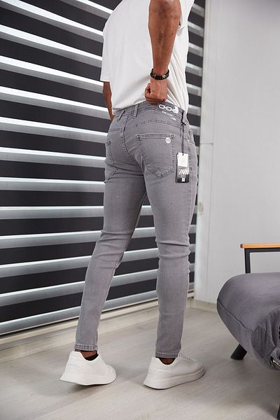JACK CAPRİO Ανδρικό τζιν παντελόνι γκρι Slim Fit Lycra