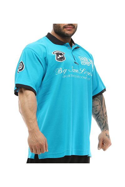 Big Sam Light Blue Polo Collar Large Size T-Shirt 2838