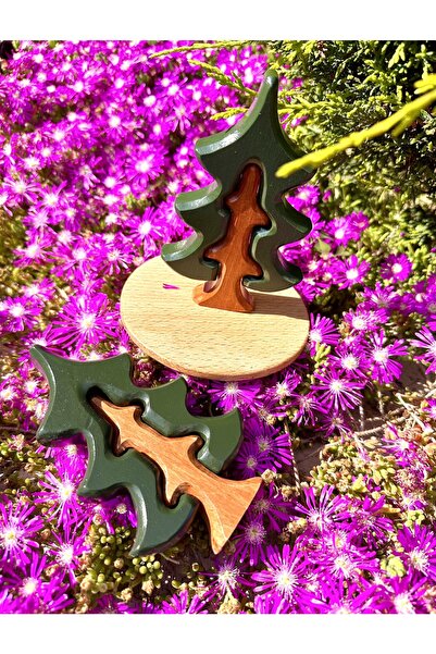 BİLMİŞ ÇOCUK Waldorf Ahşap Çam Ağacı Puzzle (2 Parça) Oyuncak
