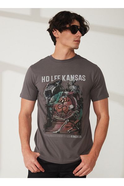 Lee Herren-T-Shirt mit Rundhalsausschnitt, Anthrazit, L 231311003 T-Shirt mit Rundhalsausschnitt