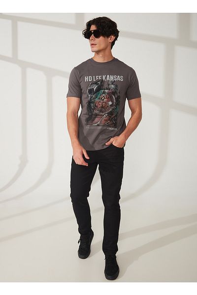 Lee Herren-T-Shirt mit Rundhalsausschnitt, Anthrazit, L 231311003 T-Shirt mit Rundhalsausschnitt
