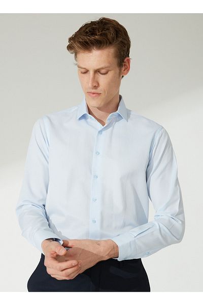 SÜVARİ Slim Fit Classic Guler Dobby Blue - Cămașă pentru bărbați Ice Gm 2024700397