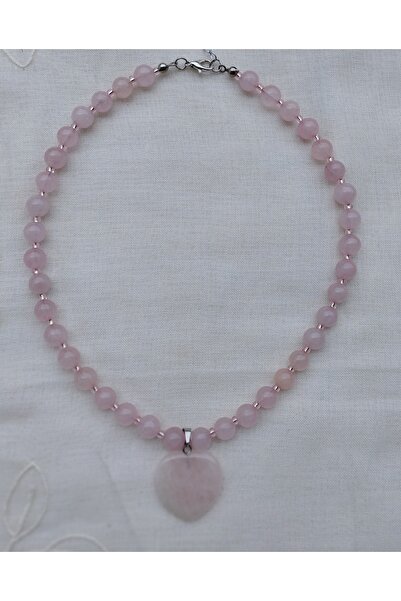 Galibarda Pembe Kuvars Kalpli Pembe Kuvars Küre Kesim Doğal Taş Kolye