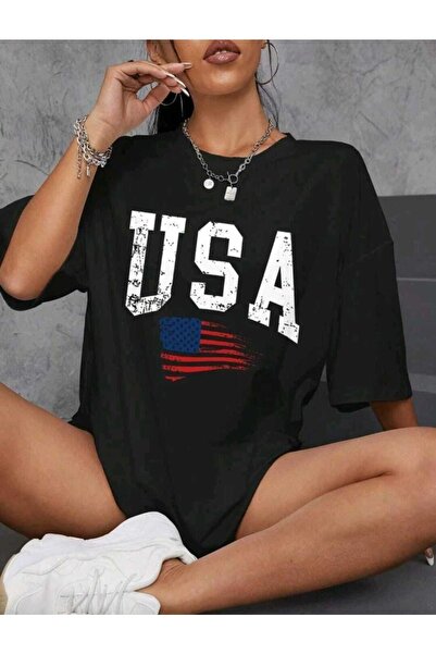 FAVORİST Tricou oversize cu imprimeu SUA