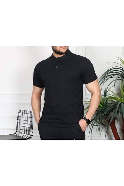 FATELLA Men's Slim Fit Polo Collar Basic Narrow Model Short Sleeve T-shirt