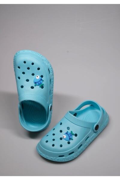 shoecide Mavi Unisex Çocuk Ve Bebek Bantlı Tokalı Rahat Taban Yazılı Sandalet...