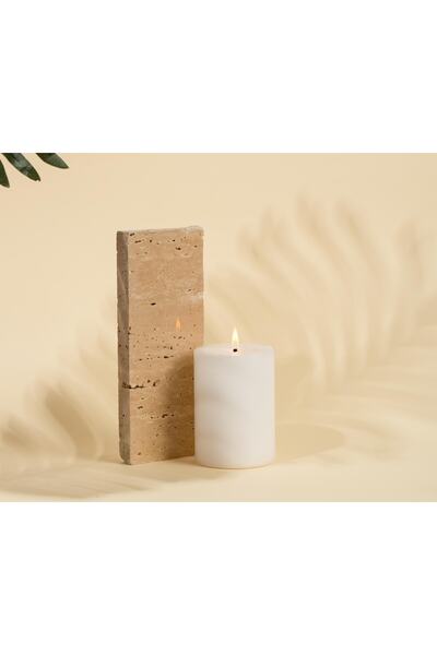OriaLight Beyaz Silindir Mum 5×10 Cm
