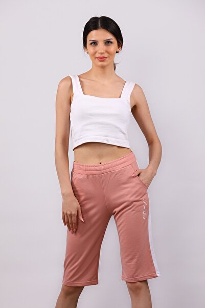 GÜLSELİ Powder Women's Side Striped Capri