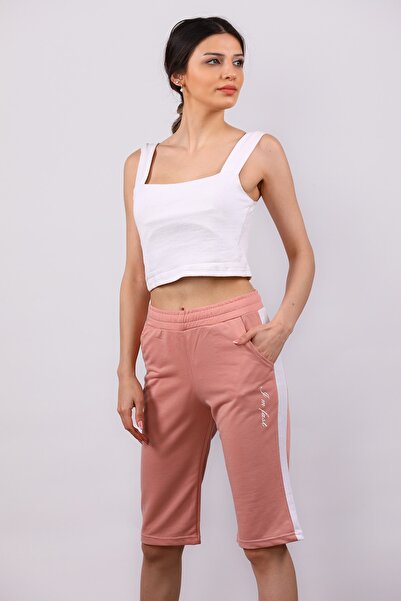 GÜLSELİ Powder Women's Side Striped Capri