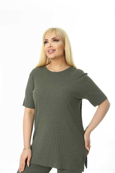 ABARSE Cotton Short Sleeve High Waist Slit Comfortable Fit Flexible Camisole Double Set