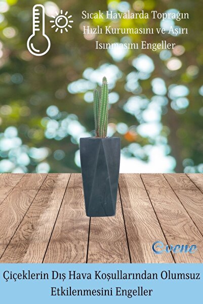 Evene Saksı Büyük Saksı Çiçek Saksısı Büyük Boy Saksı Salon Saksısı Model 15 Siyah Saksı