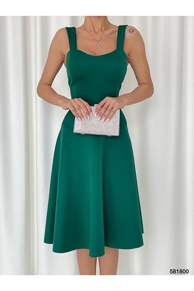 Varyete Strappy Flared Skirt Fabric Midi Length Evening Dress