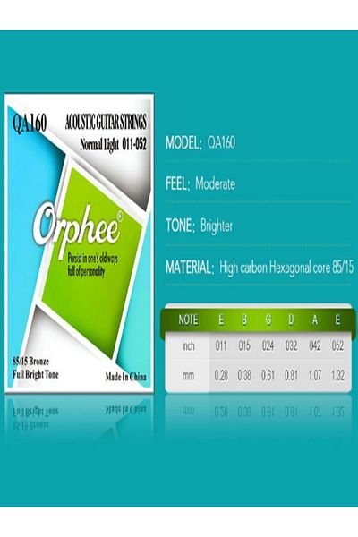 Orphee Qa160 Model Acoustic Guitar String - Normal Light