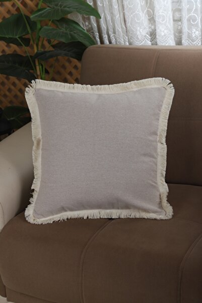 NDC HOME Бежевий пуф з бахромою Чохол для пуфа 43 X 43