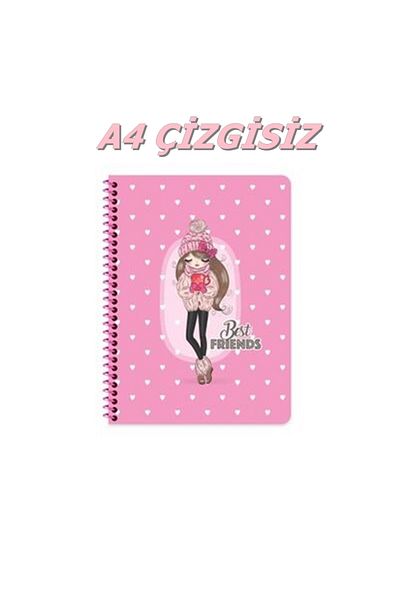 KESKİN COLOR Ringed A4 60 Pages Unlined Cardboard Cover Best Friends Notebook 60 Gr White Paper