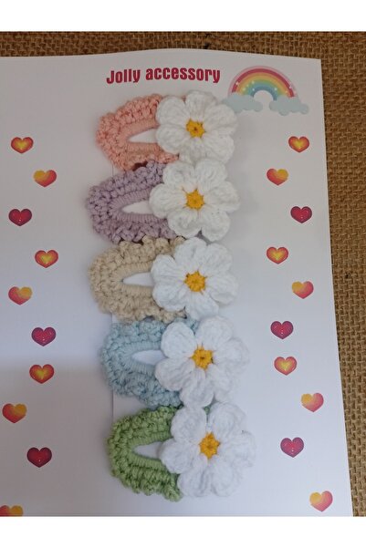 Jolly accesory Çok Renkli 5'li Anne Ve Çocuk Örgü Toka Seti