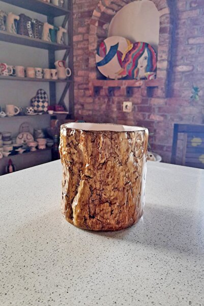 Ayşegül'ün Seramik Atölyesi El Yapımı Seramik Kütük Saksı