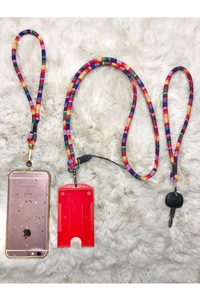 Hediyebum Rainbow Authentic Card-Phone λουράκι λαιμού (μονοκόμματο χωρίς κλιπ) και σετ μπρελόκ2