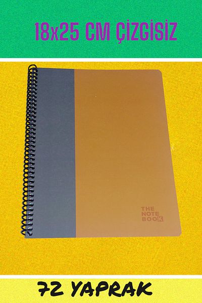 KESKİN COLOR 18x25 Cm Unlined 72 Sheets Wire Cardboard Cover Notebook 60 Gr White Page