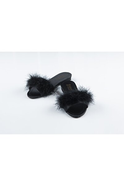 GIONA Women's Black Furry Slippers