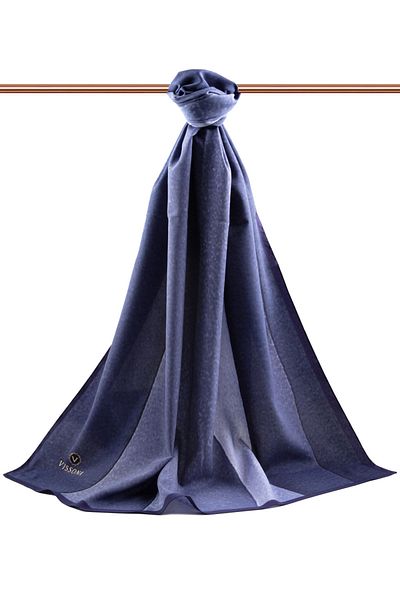 Vissona Γυναικείο πολυτελές μεταξωτό σάλι Medina Navy Blue-3