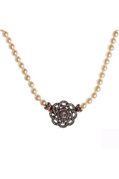 Aşina Gümüş Yeni Yıl Hediyesi Divanhane Inci Kılıps Elmas Montür Kolye