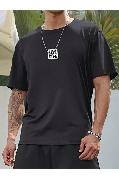 YUVEST Μπλουζάκι Unisex Μαύρο Oversize με λαιμόκοψη 100% βαμβακερό με στάμπα ...