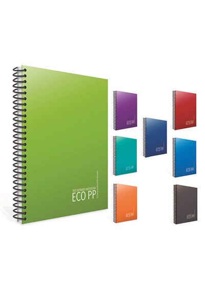 Gıpta دفتر ملاحظات بغطاء بلاستيكي حلزوني مخطط مقاس A4 من Eco Pp A4 (قطعة واحدة)