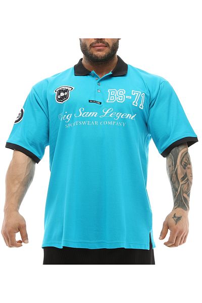 Big Sam Light Blue Polo Collar Large Size T-Shirt 2838