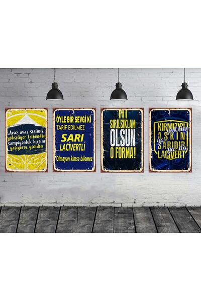 TAKIFİX Sırılsıklam Olsun O Forma Taraftar Seti 4 Adet 20x30 Cm Retro Ahşap T...