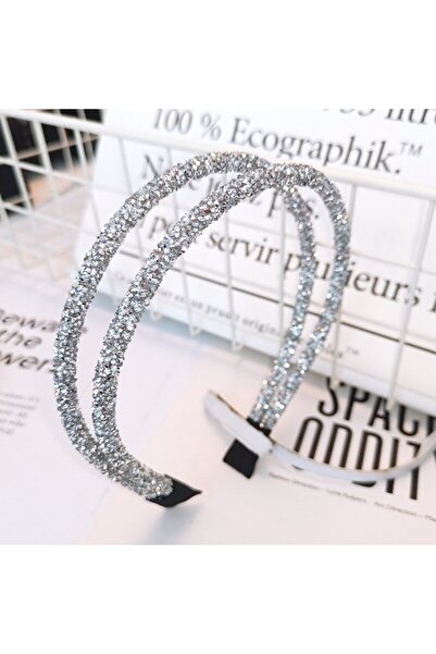 CSR AKSESUAR Coroană dublă cu sclipici argintie