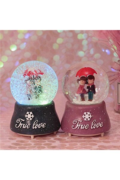 keyfim shop Şemsiye Altında Sevimli Aşıklar Temalı Büyük Boy Püskürtmeli Işık...