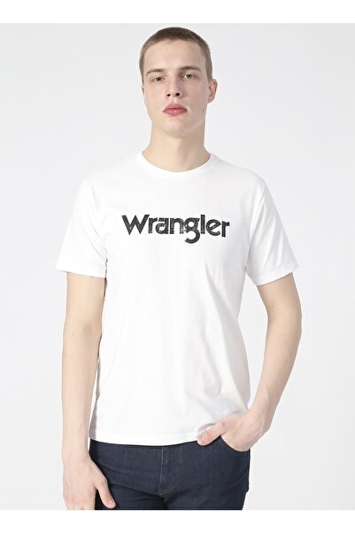 WRANGLER O Yaka Açık Beyaz Erkek T-shirt W211922102_logo T-shirt