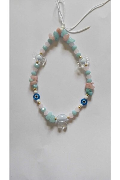 Fata Morgana Accessory Pembe Kuvars Doğaltaşlı Nazar Boncuklu Şeker Charm Tel...