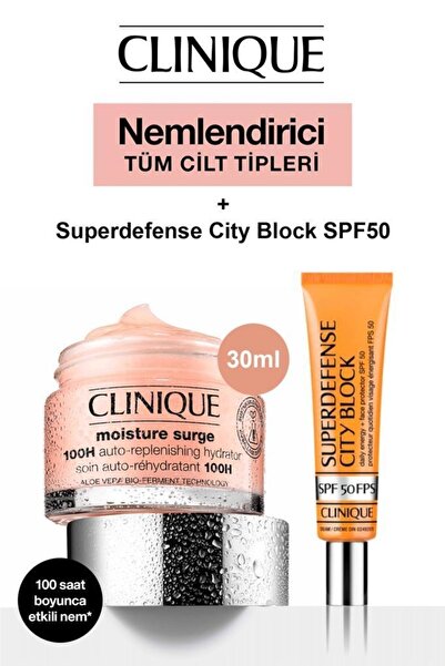 Clinique Superdefense City Blok Spf50 Güneş Kremi Moisture Surge 100 Saat Etk...