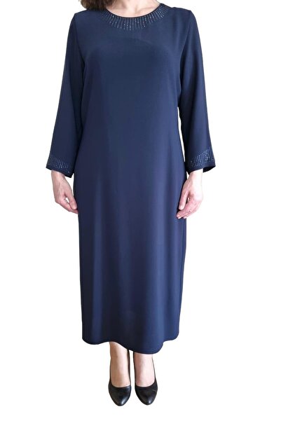 HaiModa Kadın Anne Elbisesi Büyük Beden Krep Taş Işli