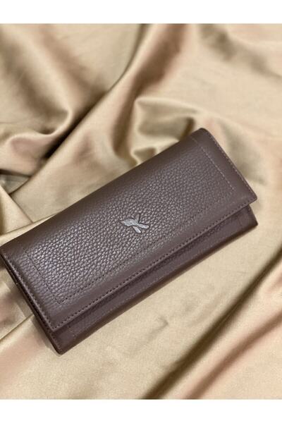 Karalı Deri Hakiki Deri Kadın Cüzdanı Bc478 Kahve